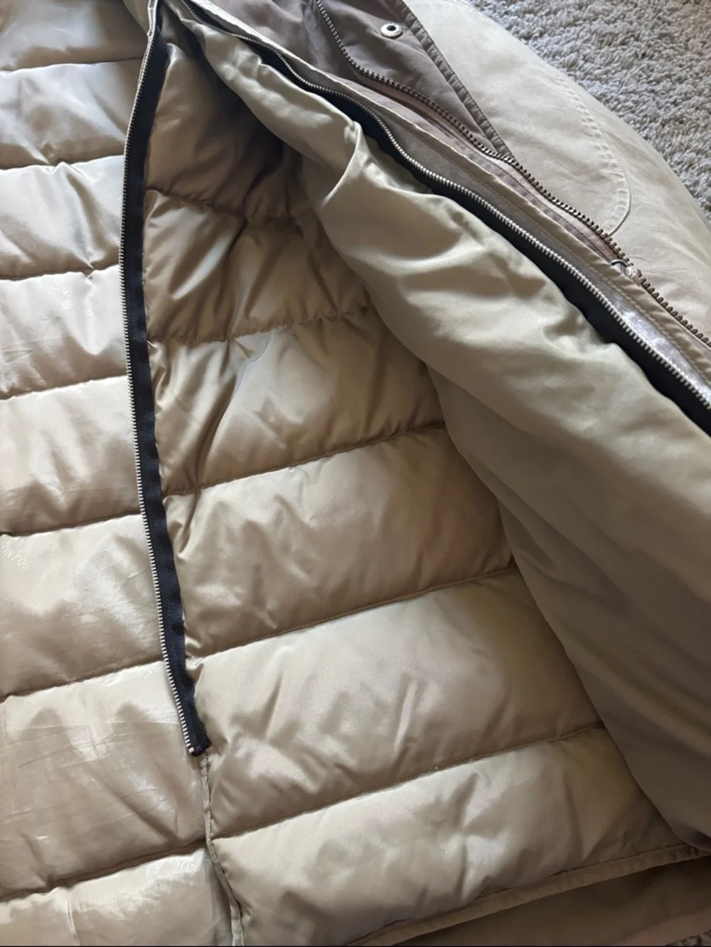 London Fog Men's Hooded Parka Down Filled Puffer Coat in Tan